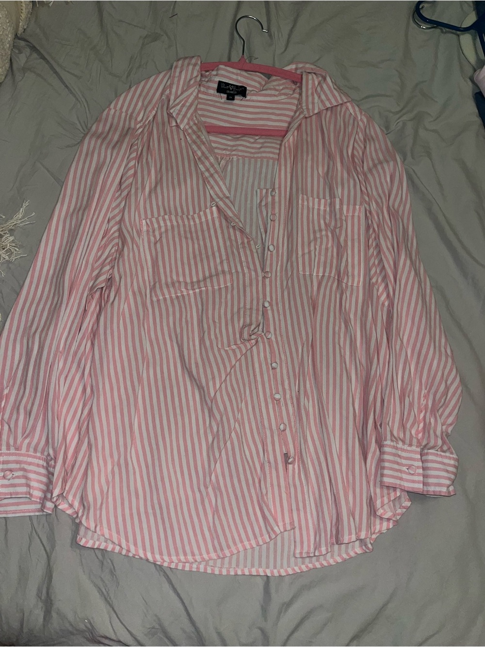 Pink Striped Button-Up Shirt